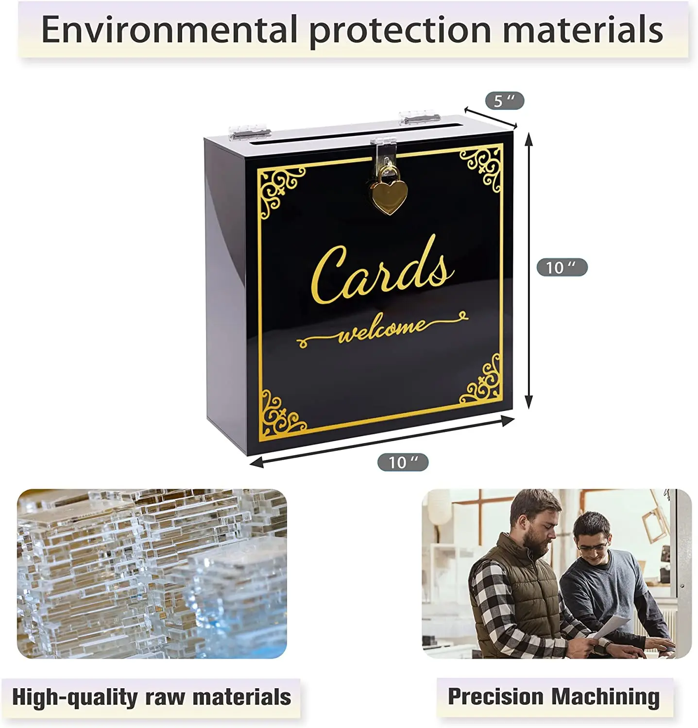 Gold Mirror Acrylic Wedding Card Box with Slot Wedding Receptions Wishing Box