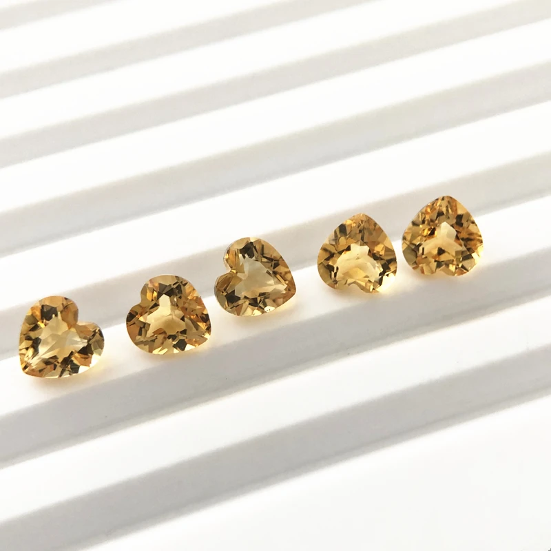 Hot Sale High Quality Heart Shape Faceted Cut Loose Gemstones Citrine Crystal Jewelry Natural Citrine for Making Jewelry