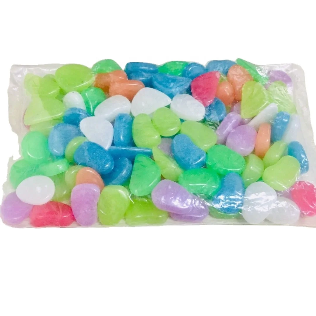 Glow in The Dark Stones Rubble Pebble Resin Cobbles & Pebbles,paving Stone 19*27mm ANJ-PG1 CN;BEI Mixed