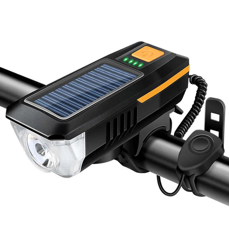 Bicycle Solar Headlights And  Bright Waterproof  Solar Powered And Usb Rechargeable Led Bike Bicycle Front Light With Horn