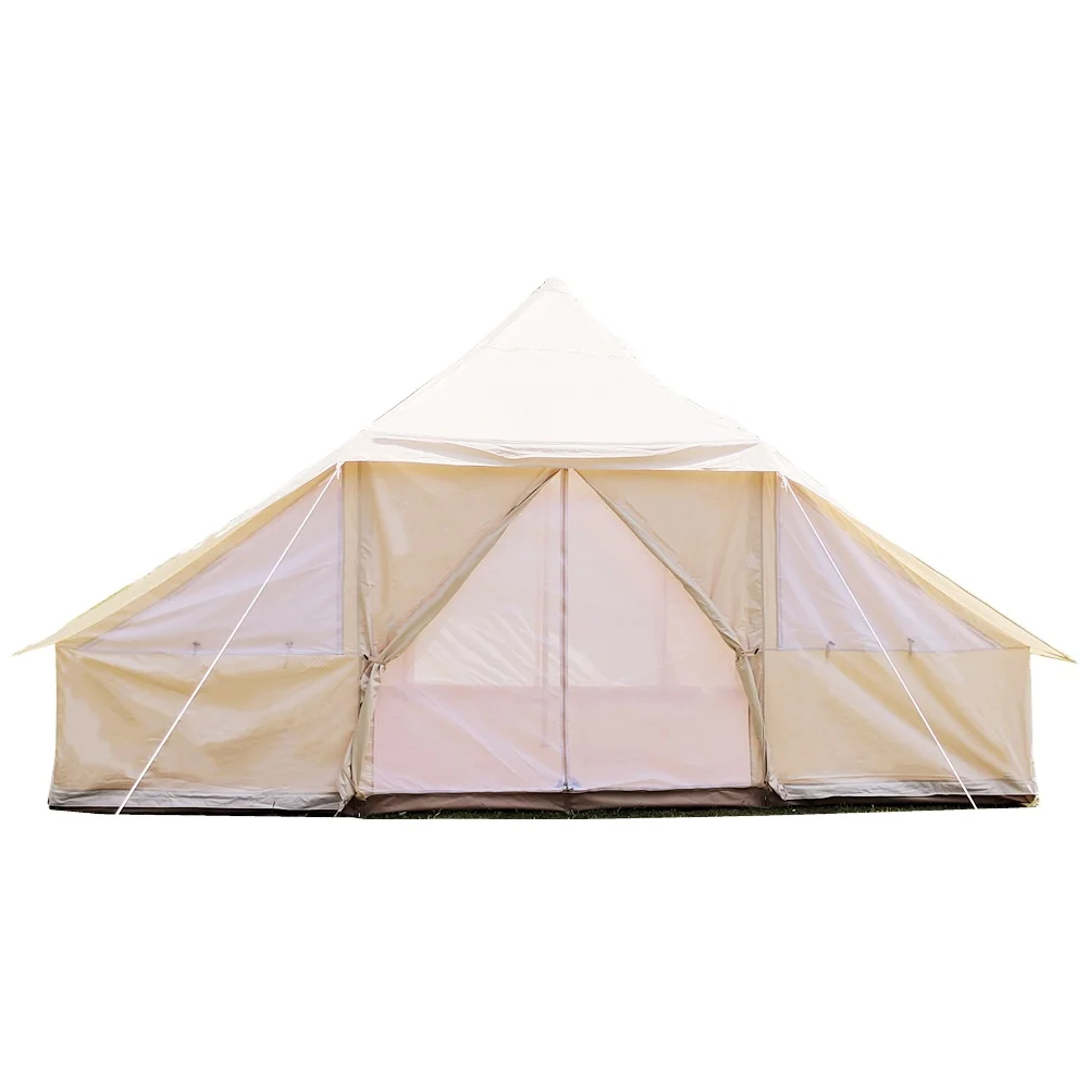 PoeticExist 5x4m Double Door Oxford Water Proof Mildew Proof Family Camping Tent Outdoor Bell Tents Large Outdoor Tourist Tent