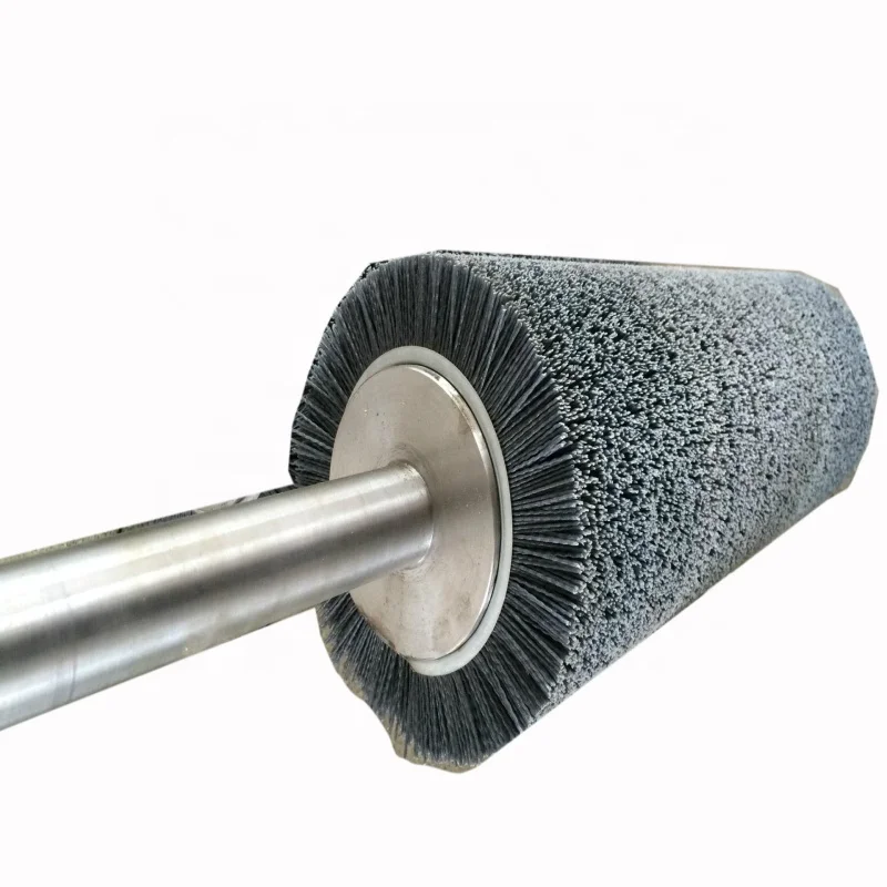 Stainless Steel Shaft Spiral Stainless Steel Wire Brass Wire Polishing Brush Roller For Machine