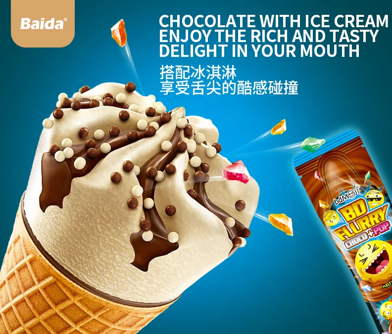 BD Flurry Bag package Chocolate paste with popping candy Perfect Topping