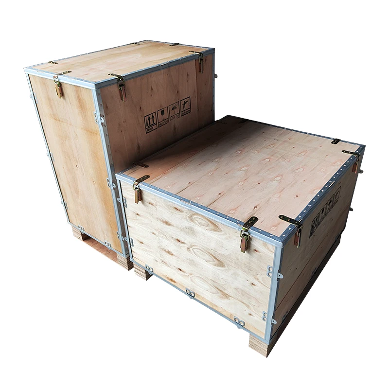 Logistics packaging wooden crate locking international freight wooden transport box stackable mobile storage box