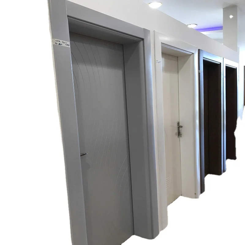 Hot Selling Black WPC Wood Plastic Composite Honeycomb Infilling Swing interior Bathroom Door with Keyhole