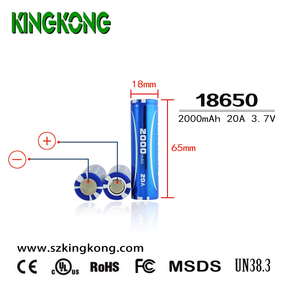 Kingkong brand INR 18650 2s2p 7.4v 4000mah  Li-ion Lithium INR18650 Rechargeable Battery Pack for Wireless audio