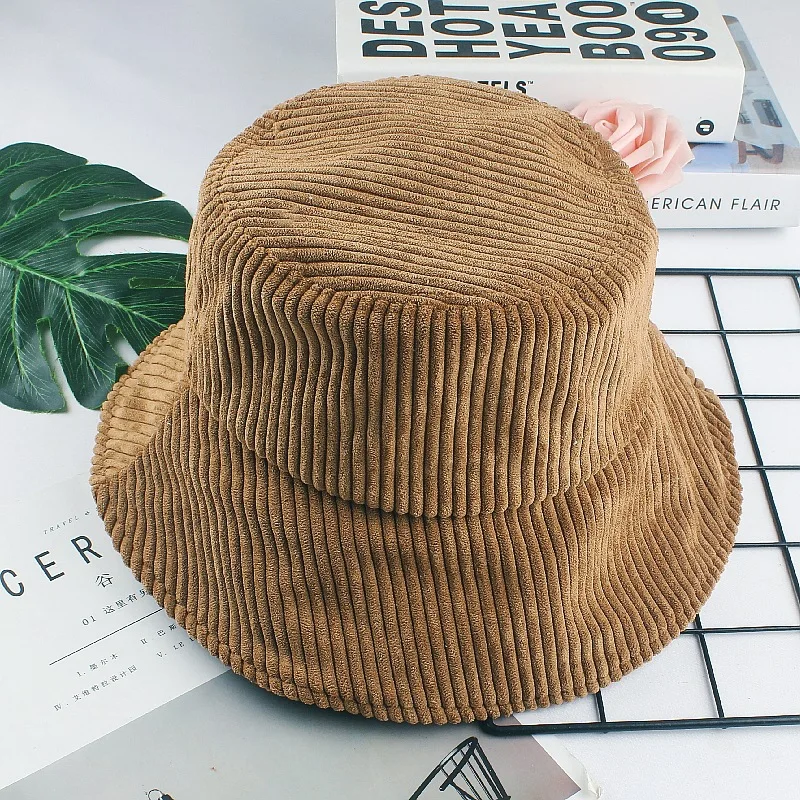 High Quality Solid Color Plain Blank Fisherman Hats Custom Logo Embroidery Corduroy Bucket Hats