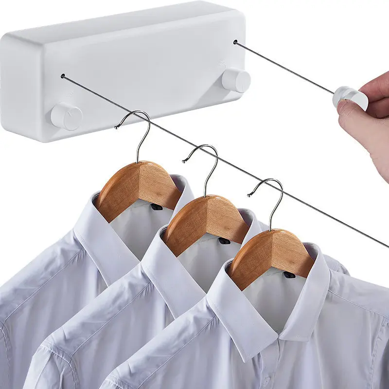 Double Hanging Cloth Line Retractable Clothes Drying Rack Stainless Steel Drying Laundry Line