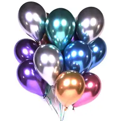 Hot 12 inch metal chromium air helium balloon Happy birthday latex balloon