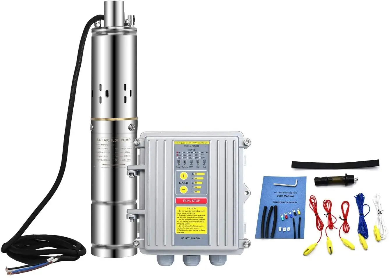  DC 24V 200W Submersible Solar Water Well Pump Kit Screw 3' Deep Panel