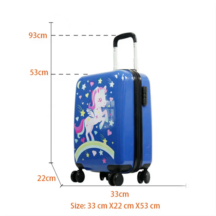 Lightweight 4 wheel spinner cabin hard shell personalized ABS travelling unicorn bags luggage trolley