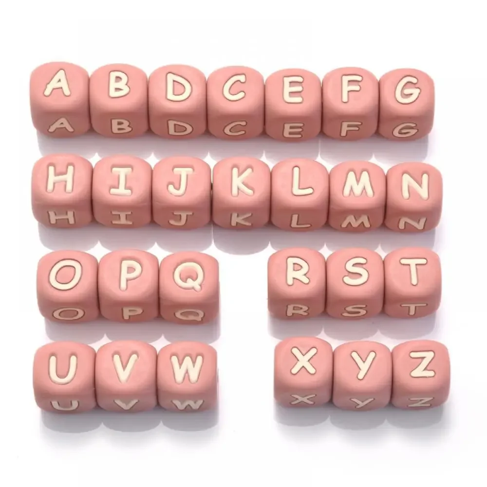 12mm English Alphabe Letter Silicone Beads Food Grade Silicone Chewing Beads for DIY Baby Teething Pacifier Chain