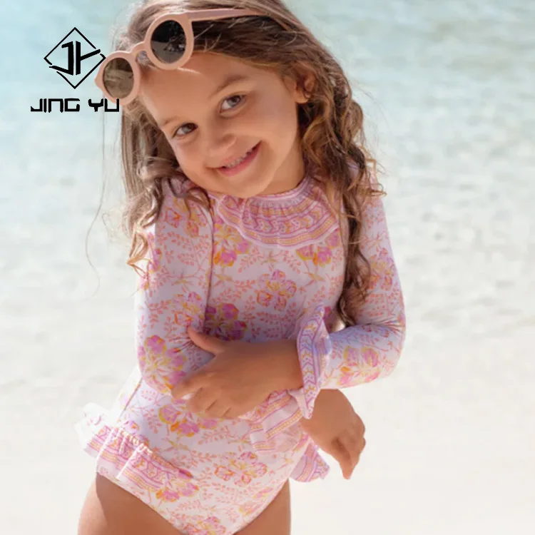 Toddler Girls Swimming Suits New Summer Custom Branded Baby Hawaii Clothes Kids Flower Swimwear Children Swimsuits Cute Bikini