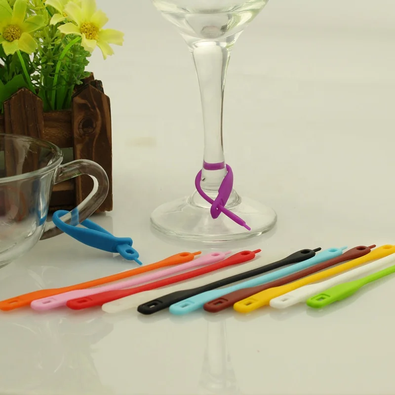 Hot selling free sample silicone wine cup glass charms markers identifiers for bar party wedding