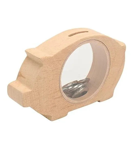 Wooden Acrylic Animal Shapes Coin Box Saving Money Coin Box Piggy Bank for Kids Gift Home Desktop Decoration Ornaments (Whale)