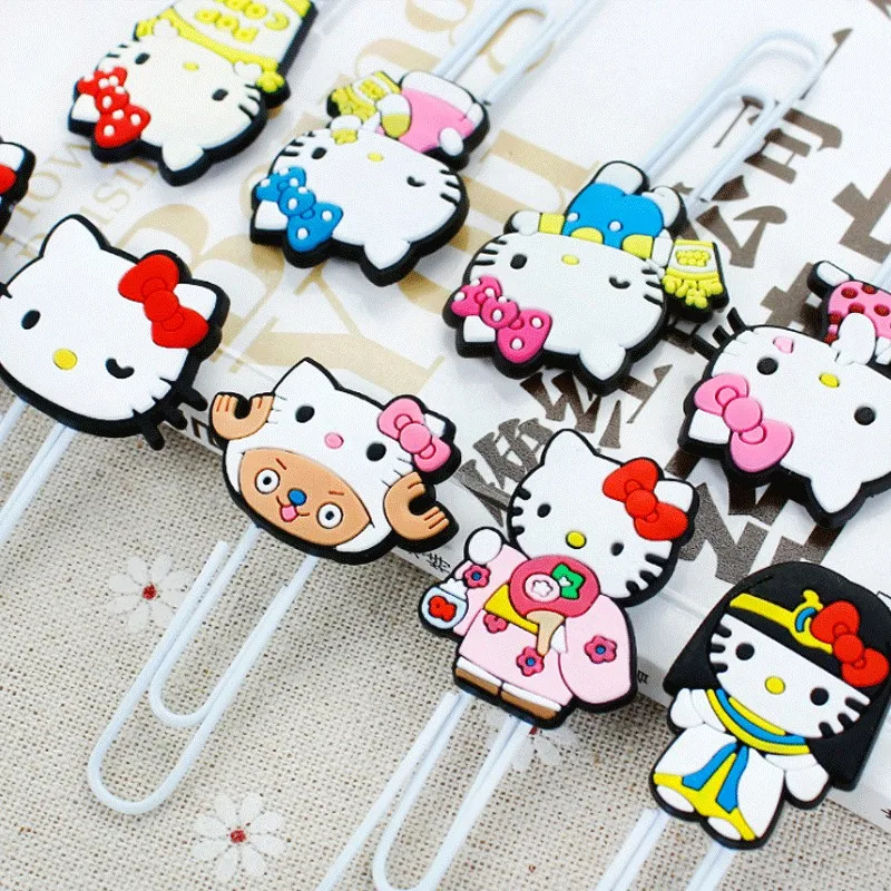  TOPSTHINK Hello Kitty Силиконовый мультяшный милый креативный металлический цветной закладной зажим для