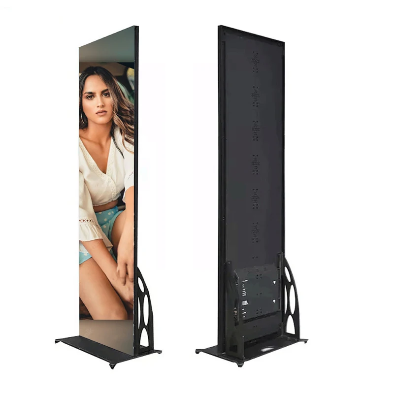 Floor standing 4G wifi led digital signage 640x1920mm movable P2.5 mirror led poster display screen for advertising