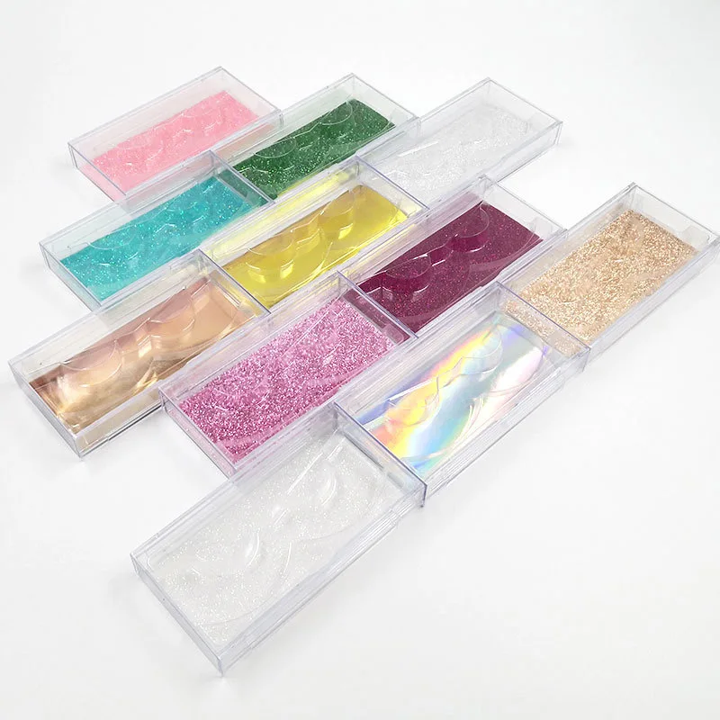 
New eyelash box square wide pull box false eyelash packaging 25mm mink hair eyelash multi-color background card 