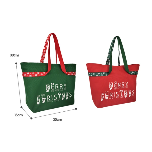 Custom New Style High-Capacity Christmas Pattern Shopping Tote Canvas Shoulder Bags
