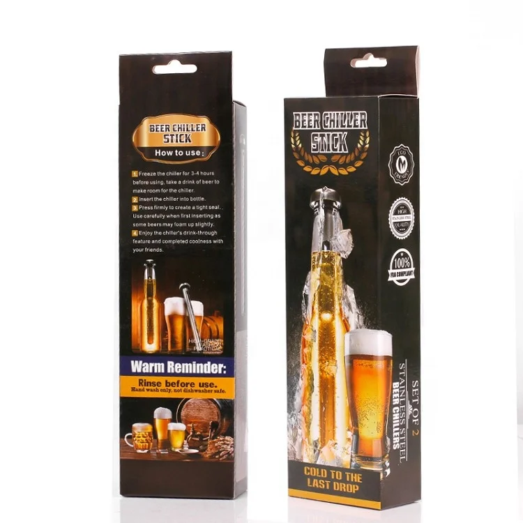 Amazon #1 Seller Beer Chiller Cooler Stick, 2 Pack LFGB Approval Stainless Steel Chilling Sticks Gifts for Men and Women