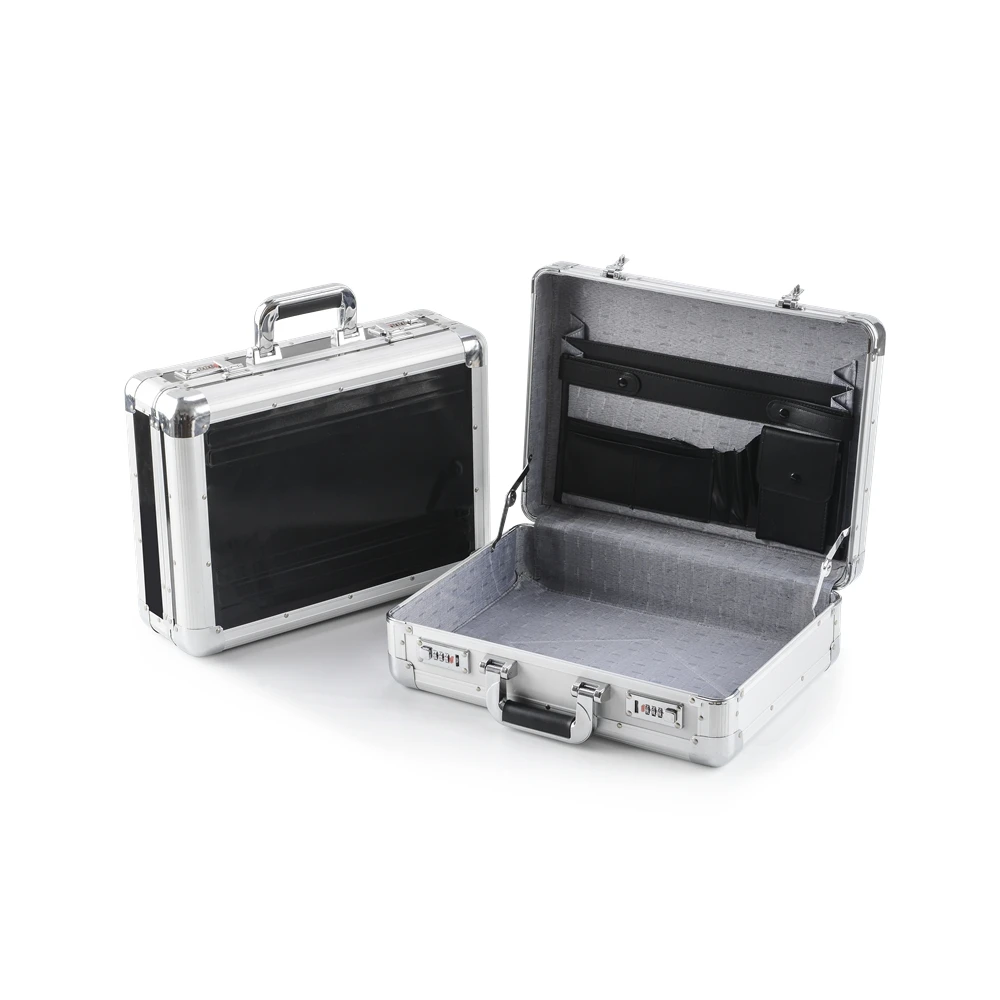 GLARY portable aluminum briefcase hard sided briefcase laptop storage case office business attache travel case