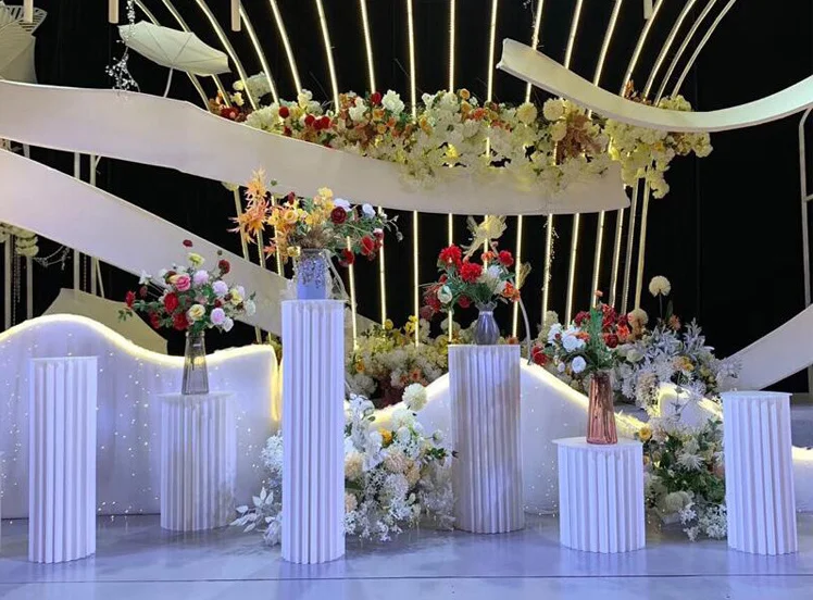 Foldable Paper Cylinder Wedding Aisle Guide Roman Column Elements Dessert Stand Wedding Decor Birthday Parties Display Props