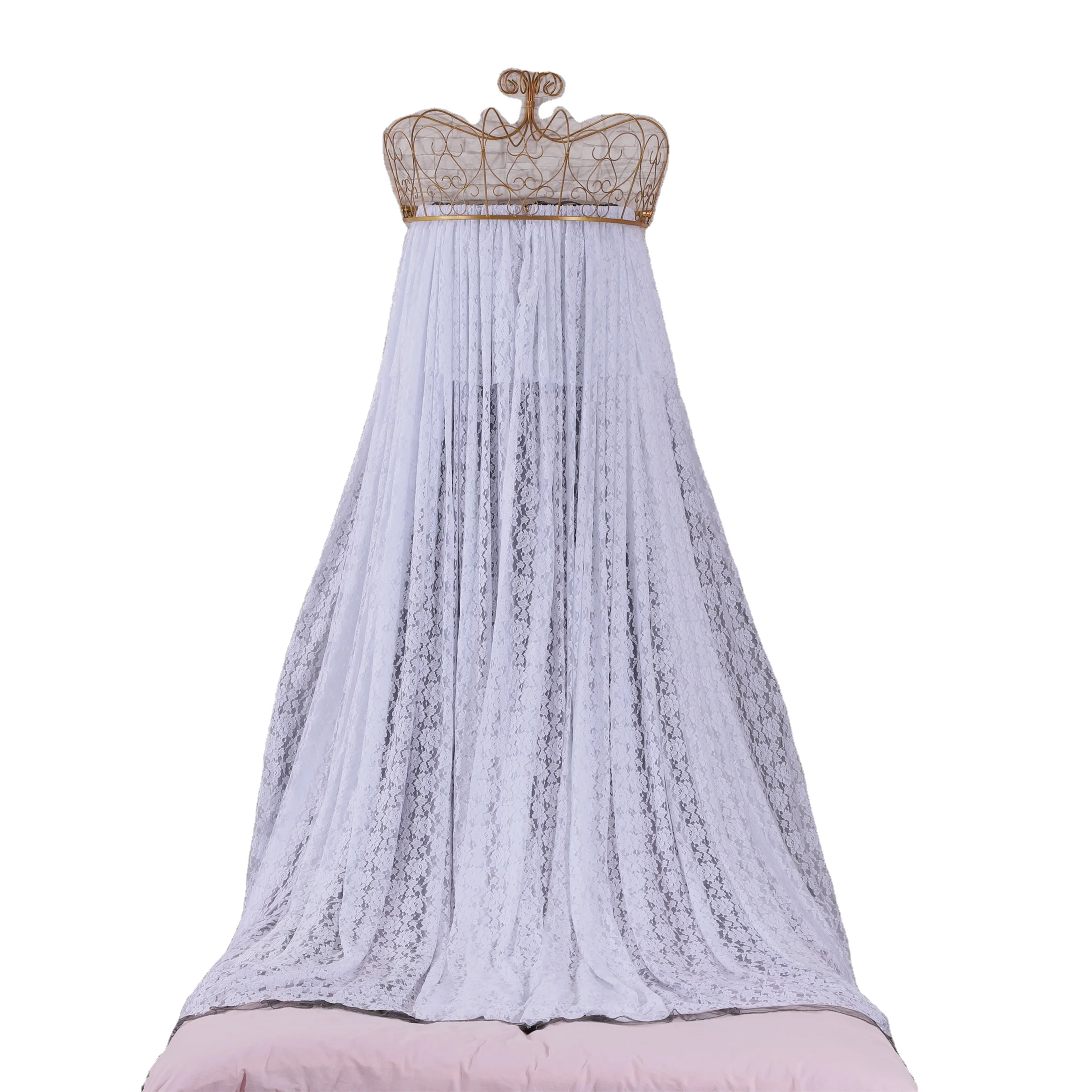 Princess Crown Lace Decorative Bed Canopy Two-color Two-layer Mesh Drape Feeling Full Of Elegant Girls Bed Curtain Mosquito Nets