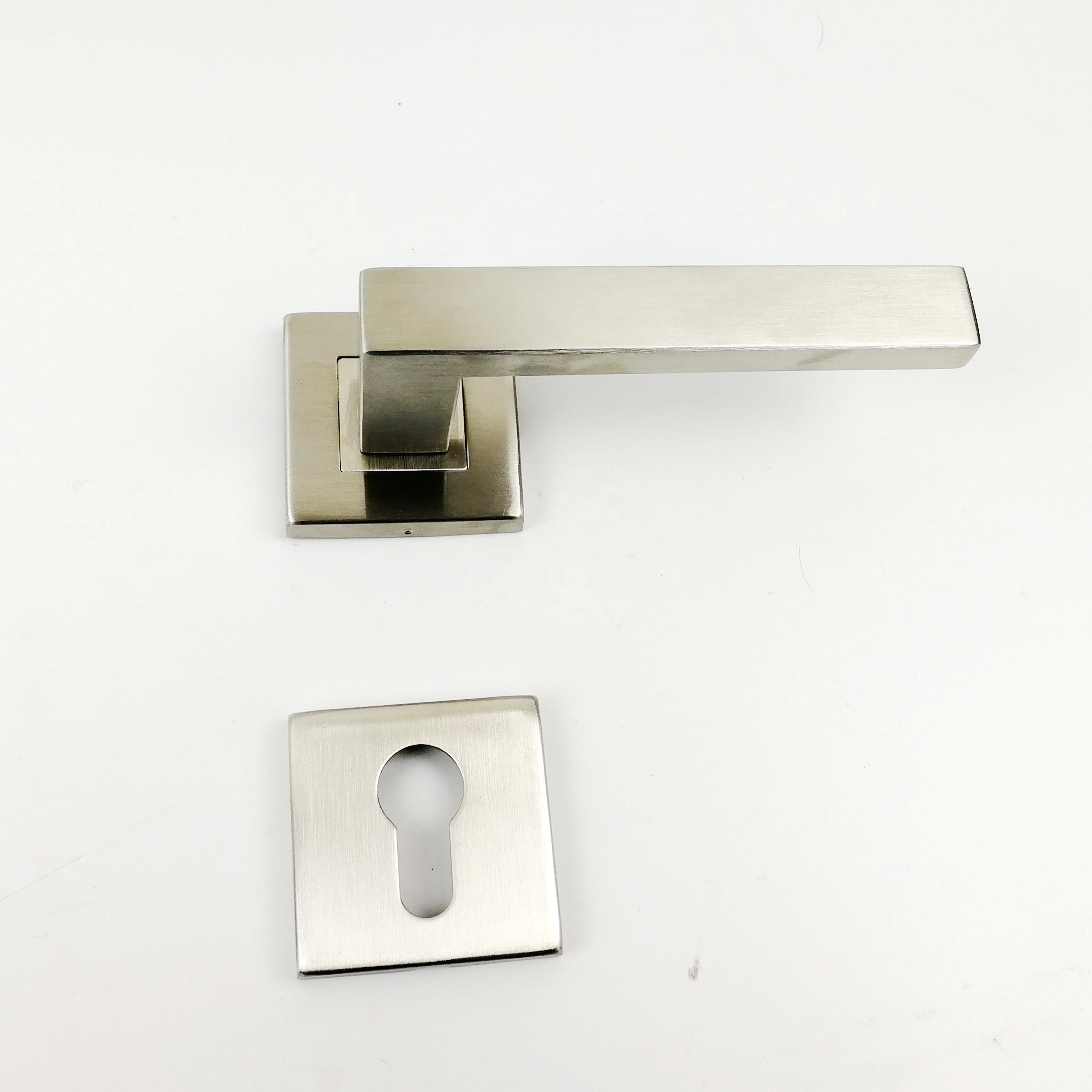 Door Lever Handle on Square Rose Stainless Steel 304/ For Internal External Door Mortise Lock/ EN1906 door handle