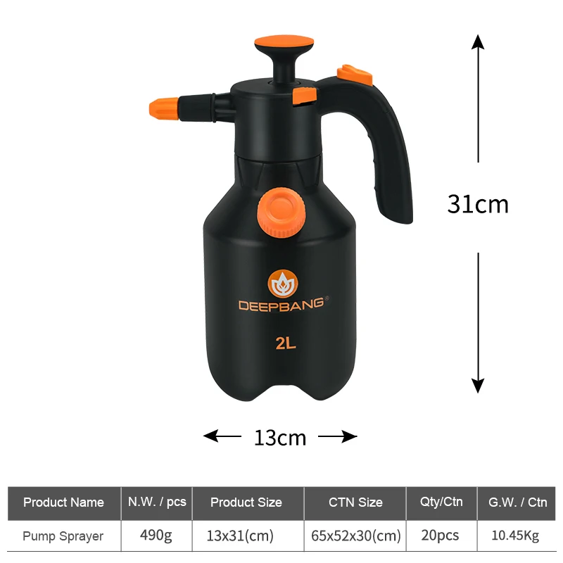 Premium 2 Liter Hand Pressure Pump Sprayer for Various Liquid Applications