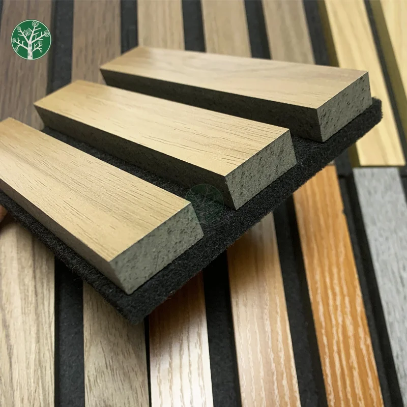 High quality soundproof wall panels MDF akupanel wood slatted wall acoustic felt panels for interior decoration Wall And Ceiling