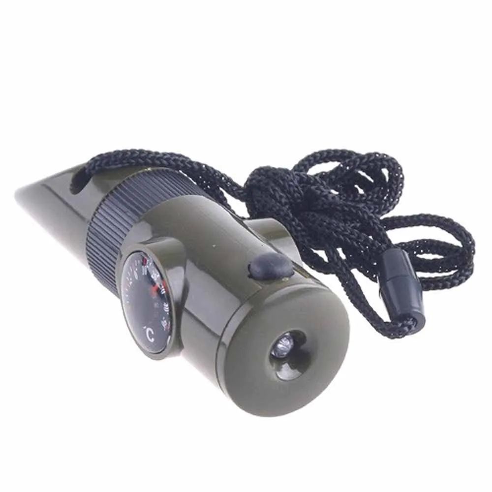 Lifesaving Compass Light Thermometer 7 in 1 Multifunctional Whistle