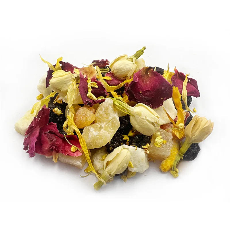 Wholesale private label Chinese natural dried fruit tea custom blend and Jasmine rose chrysanthemum osmanthus flower flavor tea