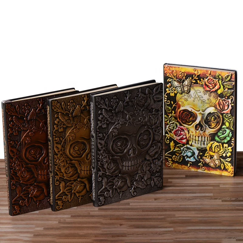 New Trend Gorgeous Flower of Death Skull Dice Book PU Leather A5 Notebook for DND Gamer