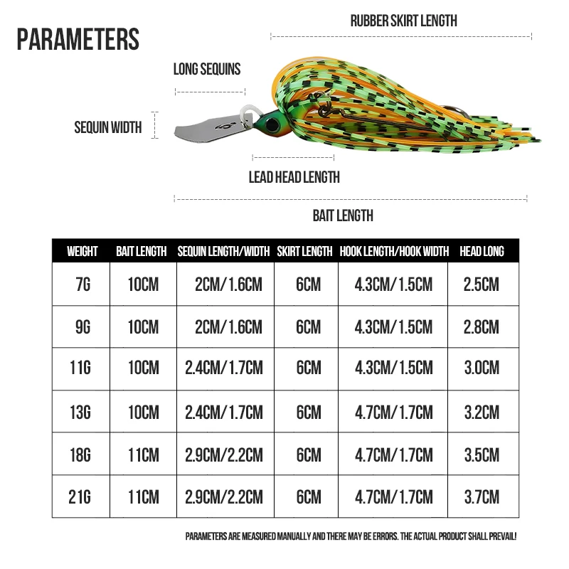 Palmer 7g 9g 11g 13g 18g 21g chatterbait fishing lure bladed jig buzz bait chatter bait skirt spinner bait bass jigs spinnerbait