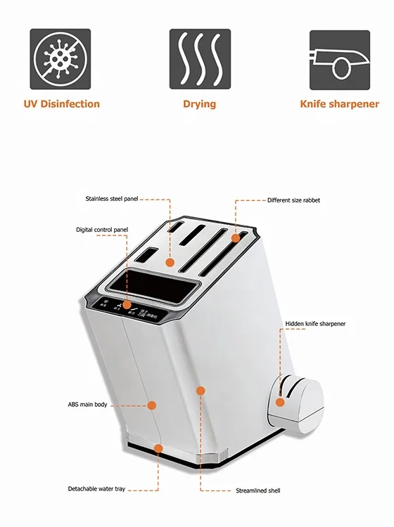 Professional 4 In 1 Multi-Functions Sharpener with Disinfect, Dry, Storage function, Kitchen Knife Set holder