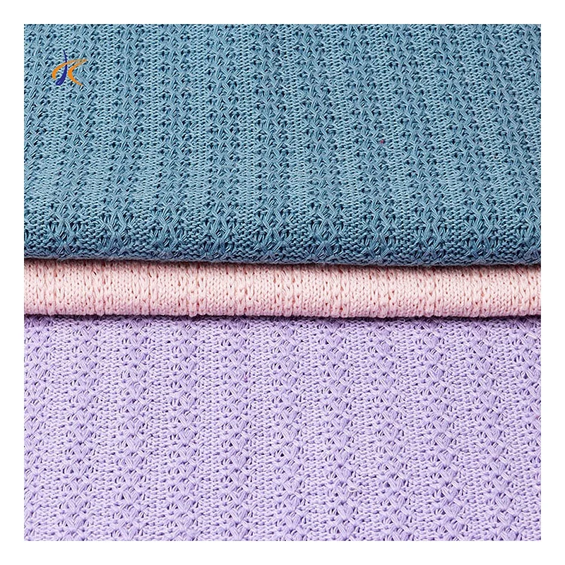 Worsted  solid color warm rib knit cotton polyester merino wool winter coat fabric for pullover sweater in winter