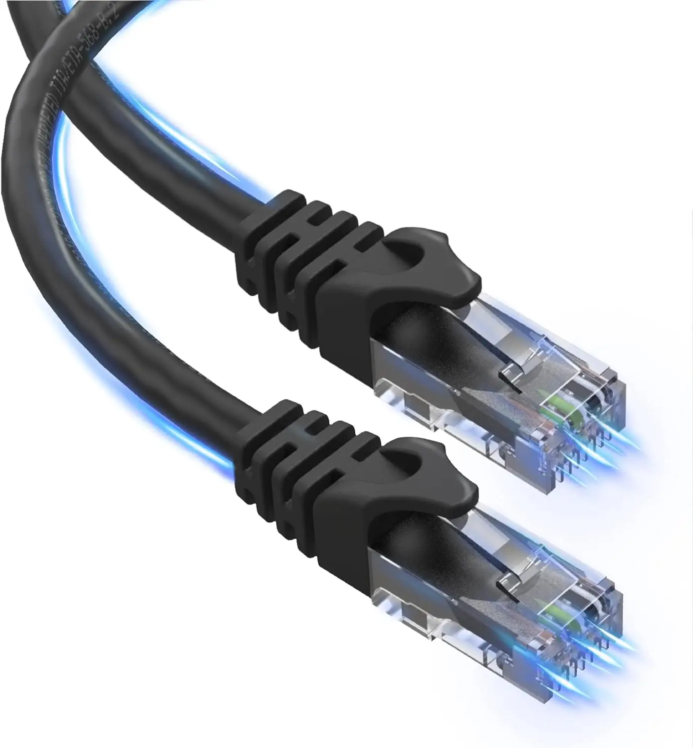ZOGUO High-Speed 1Gbps Cat 6 Ethernet Patch Cable with Gold-Plated Connectors Black PVC PC TV Table Router Printer Fiber Type