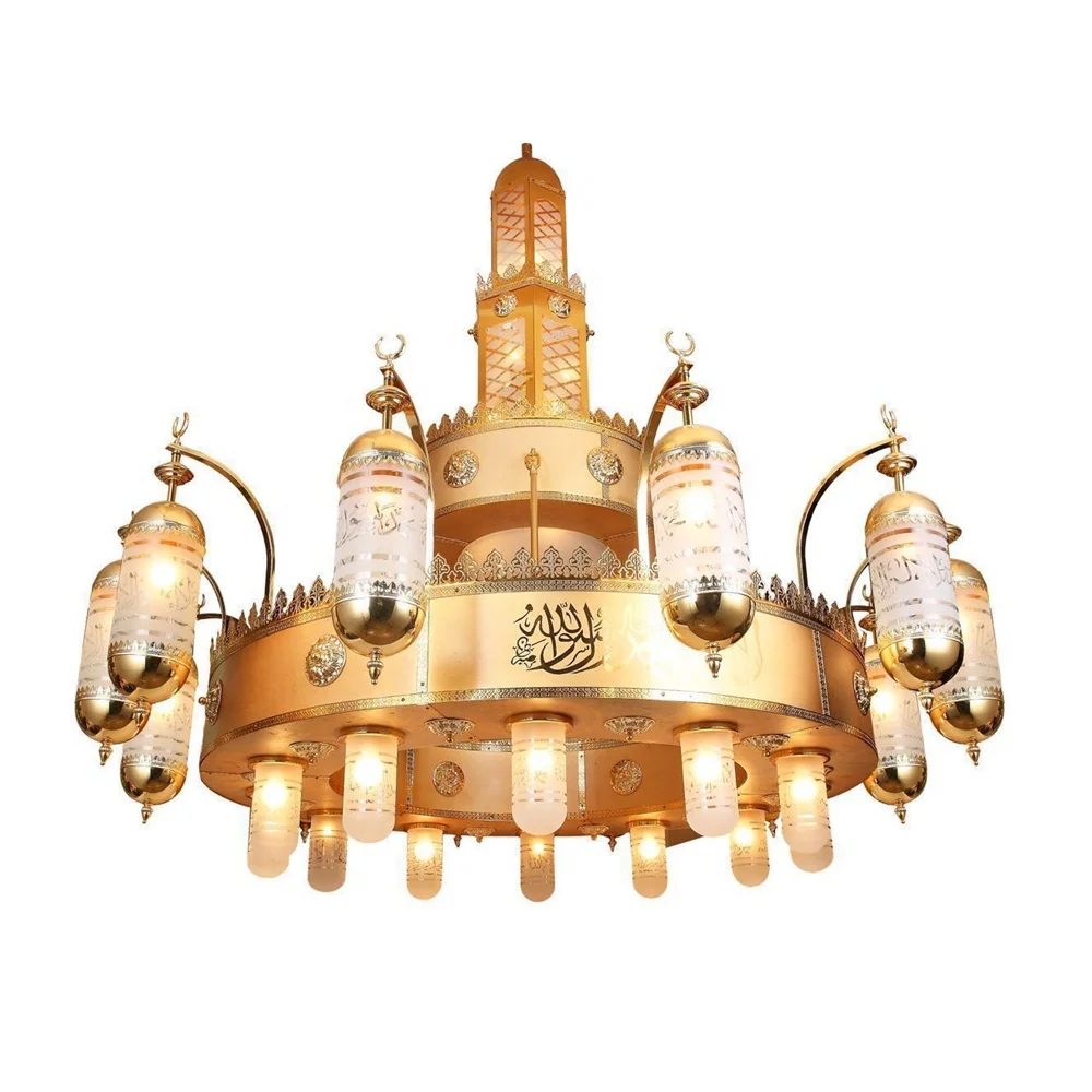 Church big project golden chandeliers for mosque