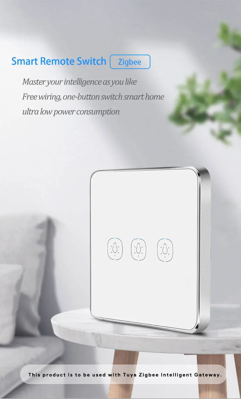 Tuya Smart Беспроводной 0 001 W статической энергии CR2032 батарея 1/2/3/4Gang съемный ЕС ZigBee переключателем