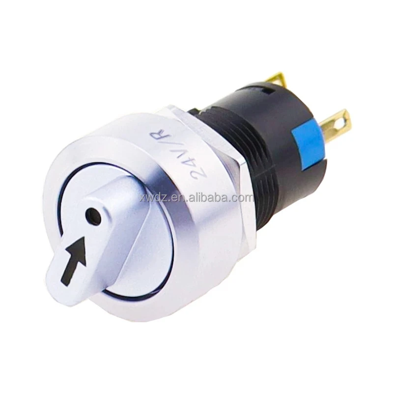 Металлический поворотный переключатель, 16 мм, 2 дюйма, 3 положения, ВКЛ./ВЫКЛ., 12 В, светодиодный, красный, зеленый, из нержавеющей стали, кнопочный переключатель 1NO1NC, фиксация SPDT