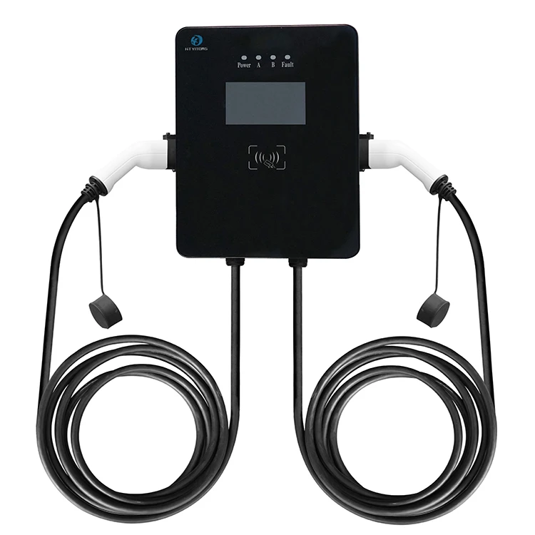 14 кВт (7 кВт * 2) AC EV Wallbox Charger сваи типа 2 OCPP1.6 электрические автомобильные зарядные станции сваи EV зарядка с RFID