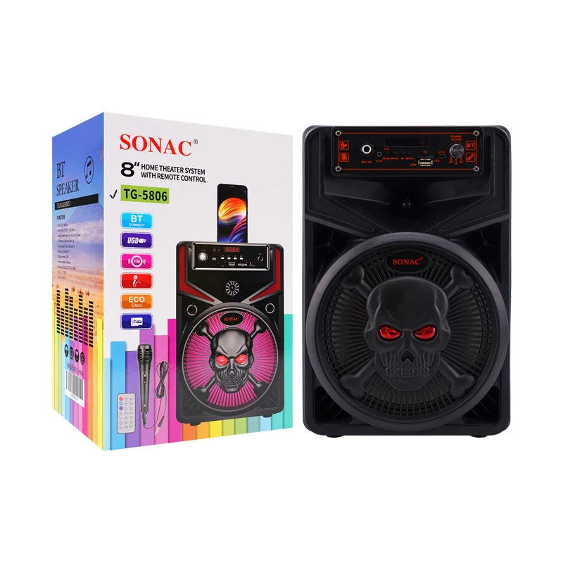 SONAC TG-5806 New 8 inch wireless speaker portable with led light qr code sound box ld systems speaker speaker altador rcf