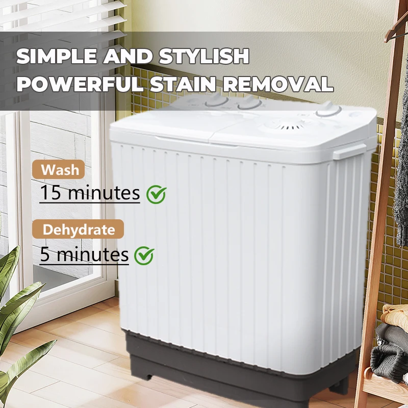 Large Capacity Twin Tub Semi-Auto Quick Drying Washing Machine English Operating Home Use with 1 Year Warranty for Hotels