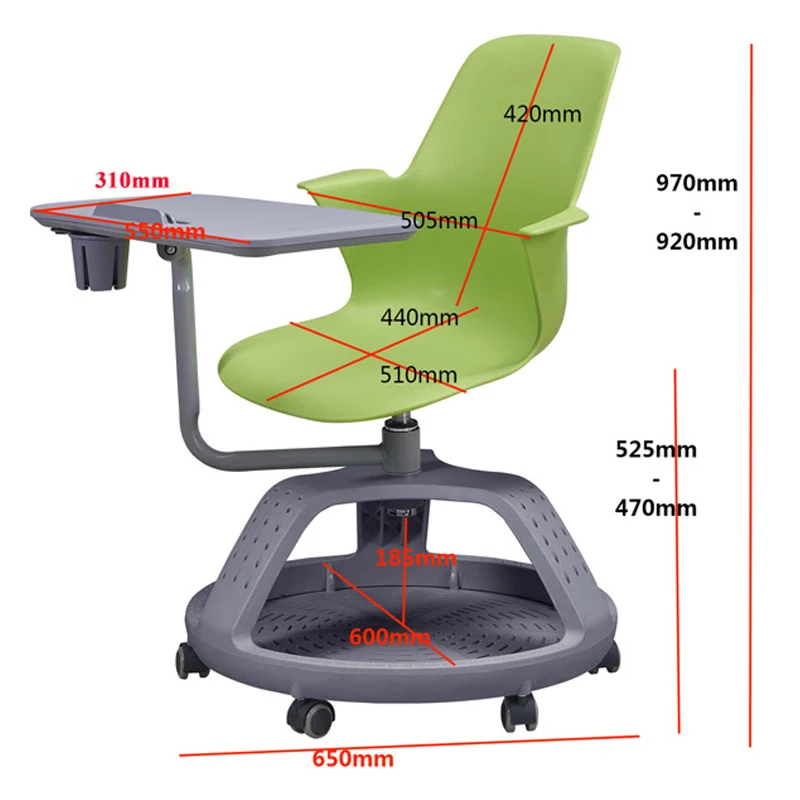 Factory Student Desk School Furniture College Modern Classroom Furniture Conference Training Chair with Writing Pad Tablet