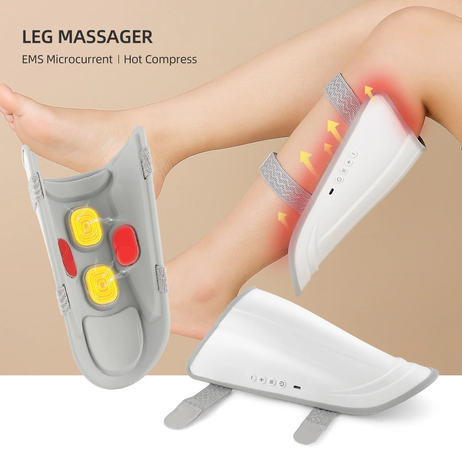 usb portable massager wireless 15 Gear Strength EMS Micro current heating leg calf massager