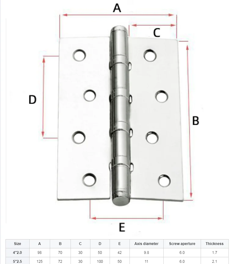 Factory Price Different Size 201 304 Stainless Steel Doors Guangzhiyin Ball Bearing 4 Inch Flat Door Hinges For Window Door