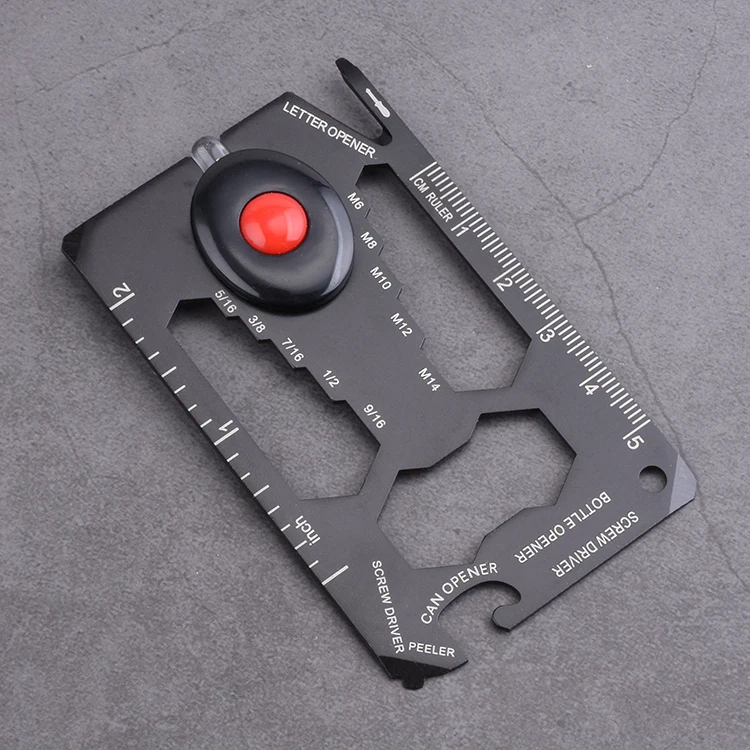 Popular 13 in 1 Pocket Bottle ABC Silica Gel Multiple Purpose Sized Tool Card LED Light Multi Credit Survival Tool Card