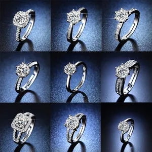 Silver 925 Moissanite ring fine jewelry sets rings light  fashion necklaces gems earrings stainless steel body jewelry findings