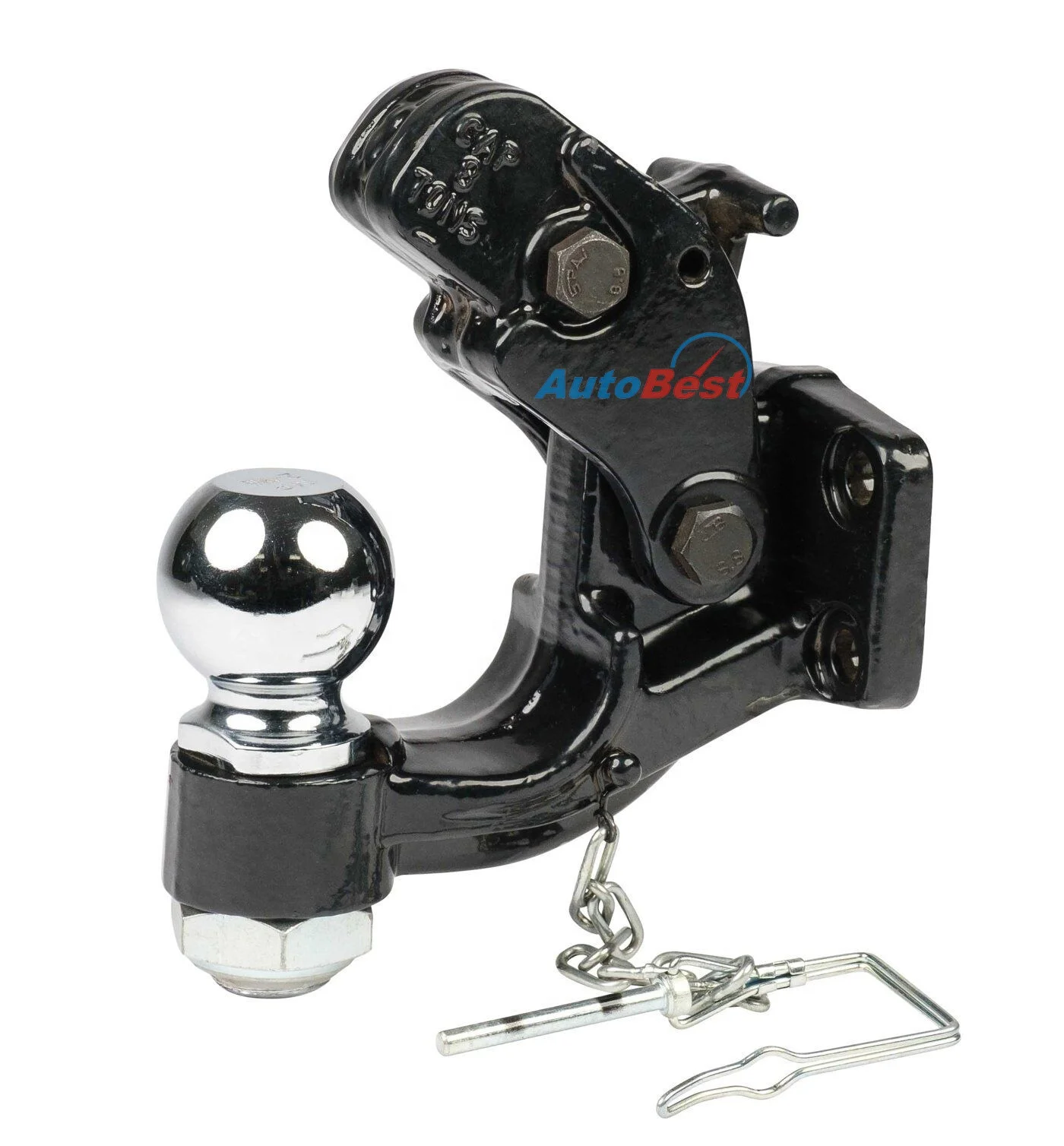 HEAVY DUTY HITCH PINTLE HOOK TRAILER TOW PINTLE HOOK  WITH CHROME BALL FOR  TOWBALL HITCH RECEIVER