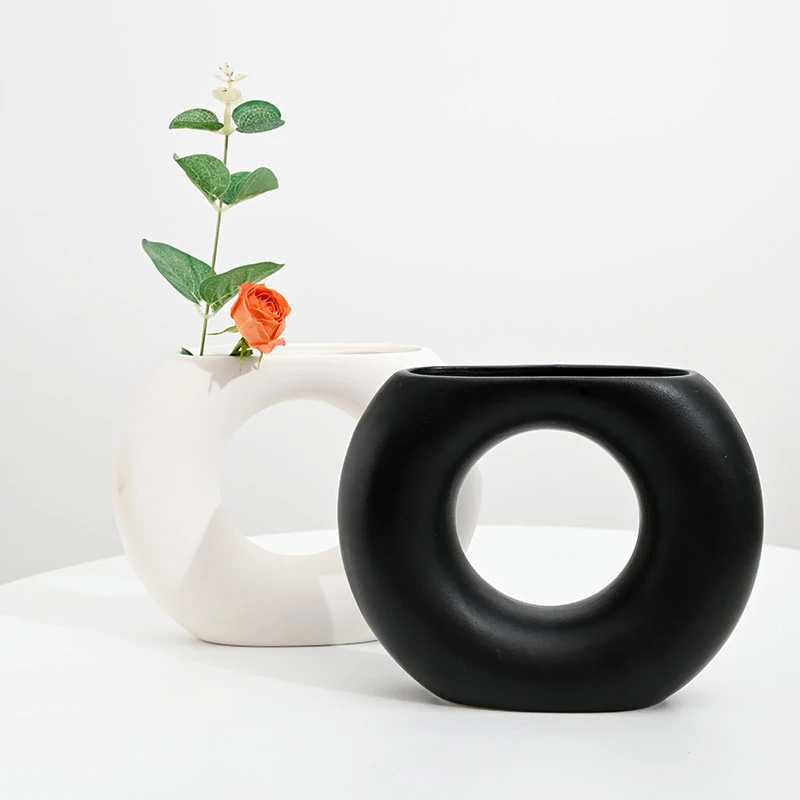 Beige Custom Porcelain White Ceramic Flower Vase Minimalist Modern Home Art Floor Vase Large Glass Home Decor